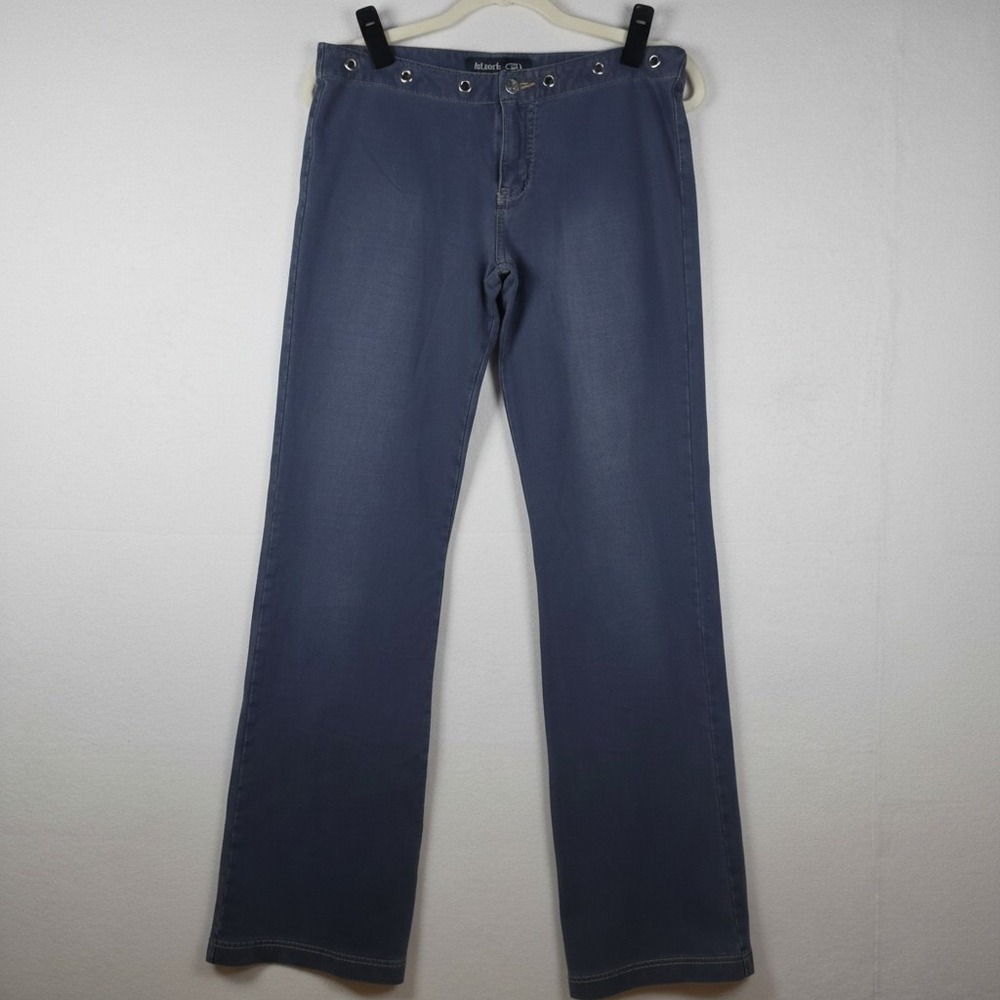 Bongo Let Me B Grommet Waist Flare Pants 11 Blue Vintage Y2K Style 090